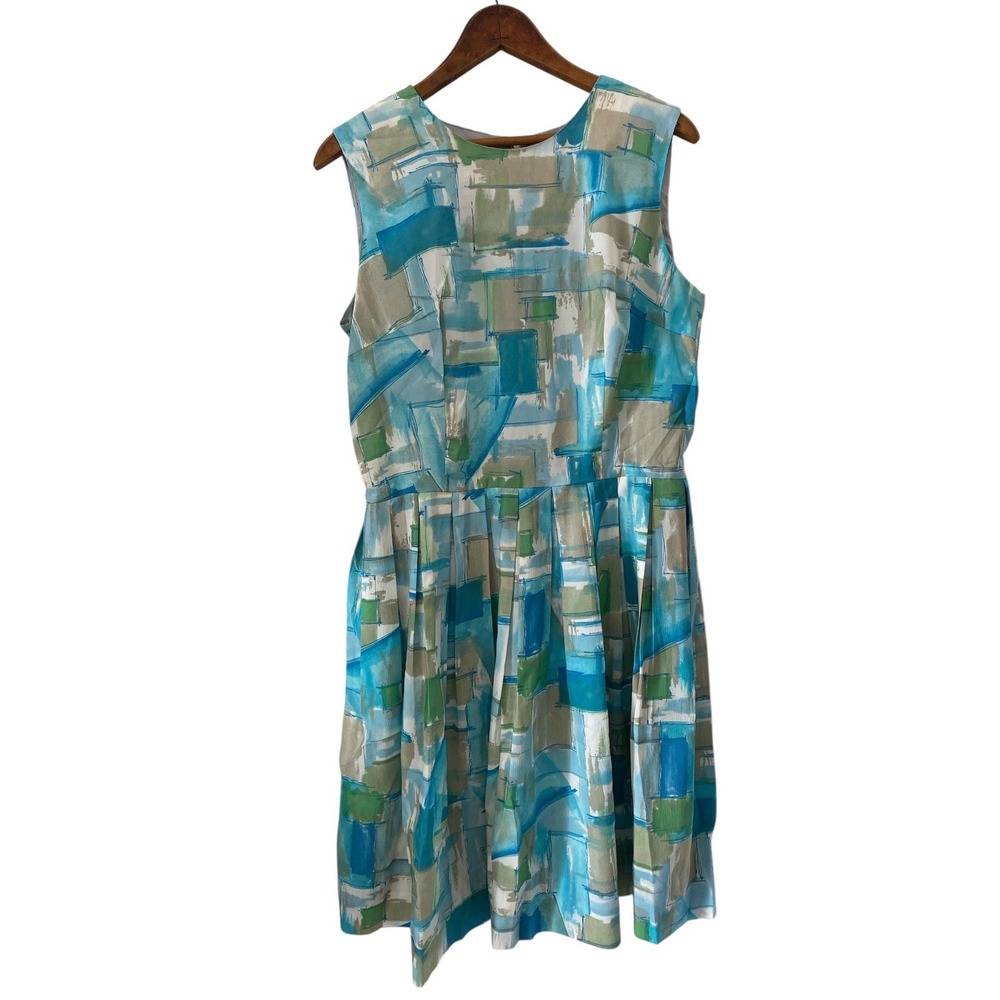 vintage 1960s abstract print sleeveless dress